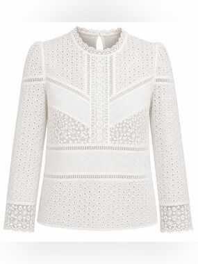Anthropologie James Coviello Lace Top Cream XL NWT